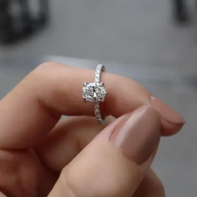 1.20 CT F SI2 GIA Sertifikalı Oval Pırlanta Tektaş Yüzük - 