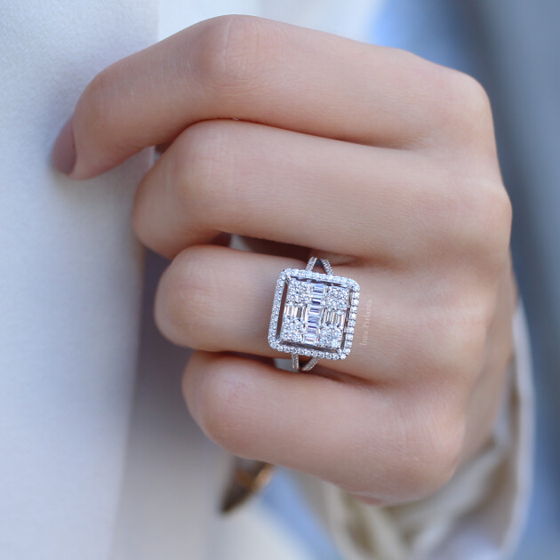 1.25 Karat Pırlanta Baget Yüzük - 2