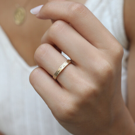 14 Ayar Altın Vintage El İşçiliği Stella Alyans - 