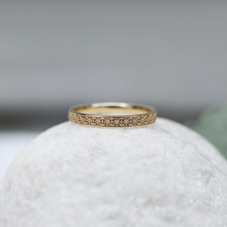 14 Ayar Altın Vintage Tasarım Alyans - 