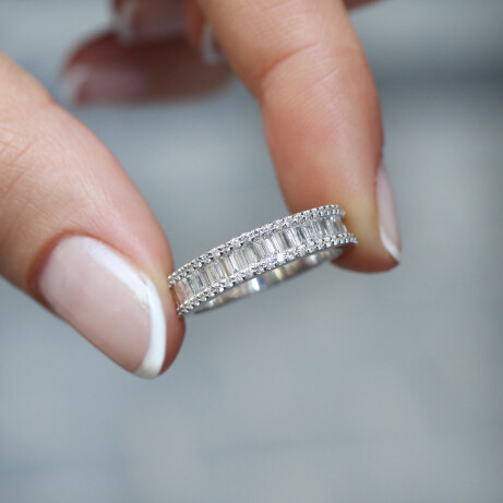 1.50 Karat Pırlanta Yarımtur Baget Yüzük - 