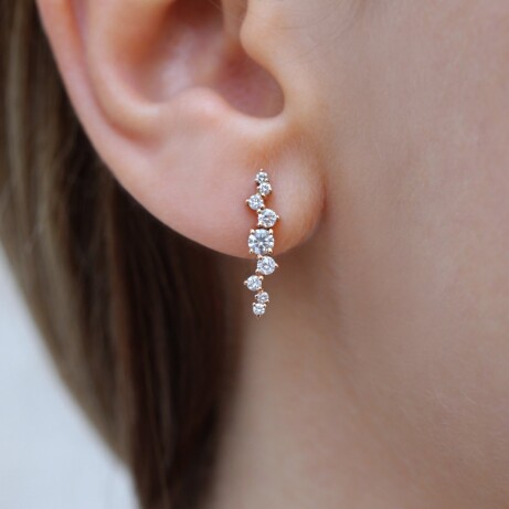 0.50 CT Özel Tasarım Asimetri Pırlanta Küpe - 