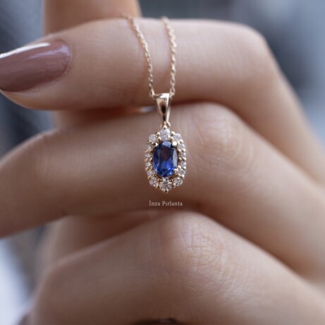 Özel Tasarım Blue Topaz & Pırlanta Kolye - 