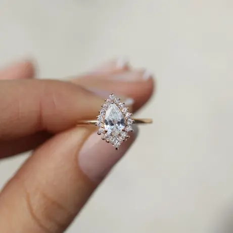 0.75 CT Özel Tasarım Damla & Prenses Pırlanta Yüzük - 1