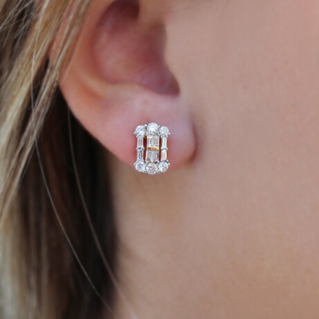 Özel Tasarım Pırlanta Baget Küpe - 