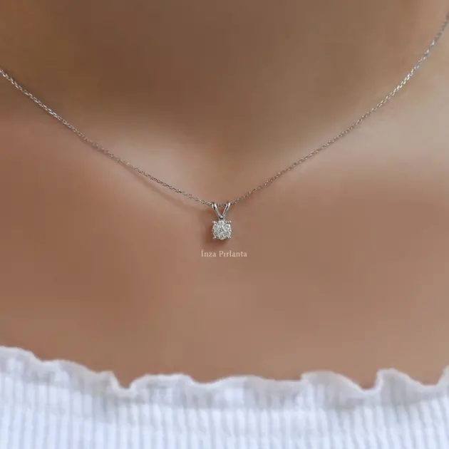 0.15 CT Özel Tasarım Pırlanta Coronet Kolye - 1