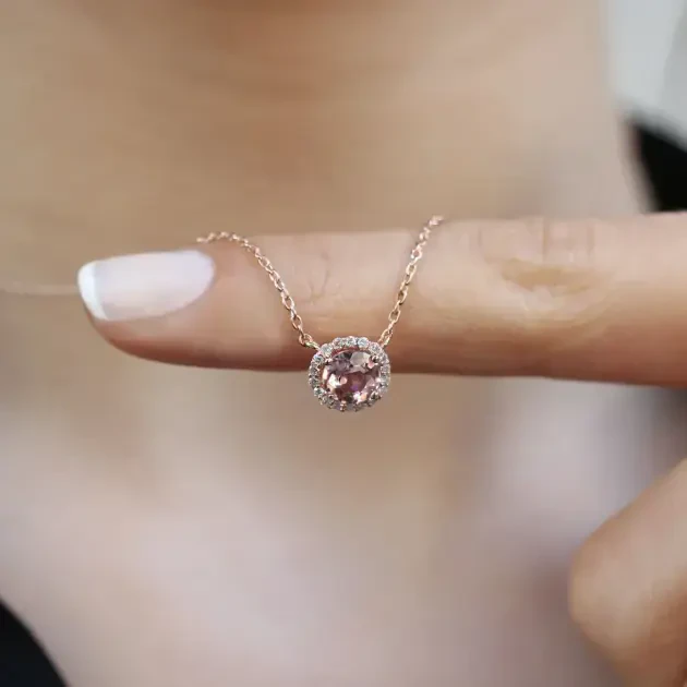 Özel Tasarım Pırlanta & Morganite Kolye - 