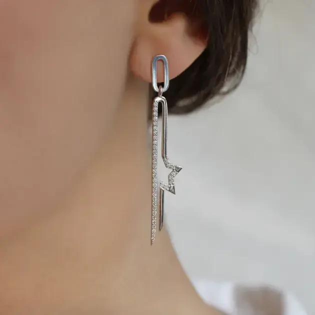 0.50 CT Özel Tasarım Pırlanta Yıldız Küpe - 