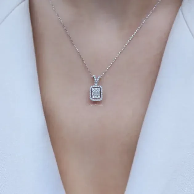 0.30 CT Pırlanta Baget Kolye - 