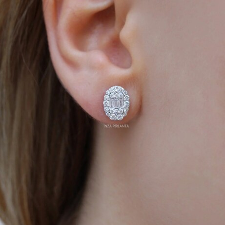 0.80 CT Tasarım Pırlanta Baget Küpe - 