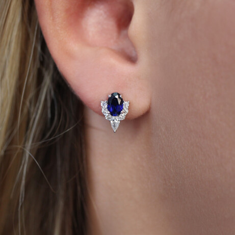 Tasarım Safir & Pırlanta Küpe - 