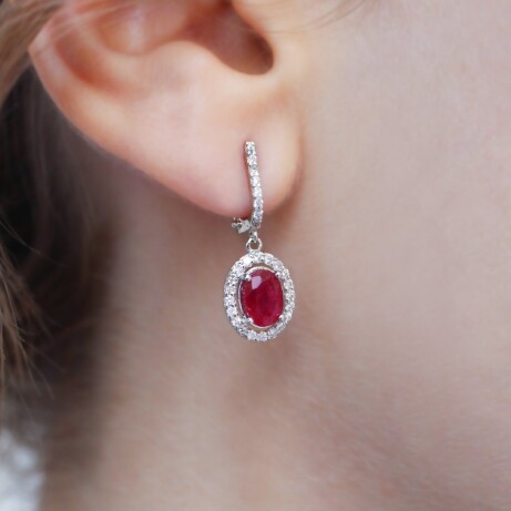 Tasarım Yakut & Pırlanta Küpe - 