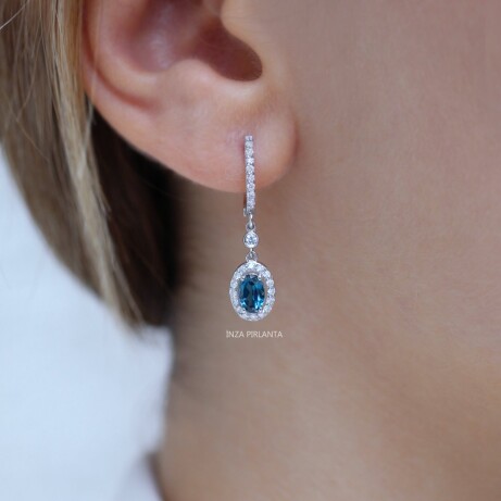 Tasarım London Blue & Pırlanta Küpe - 