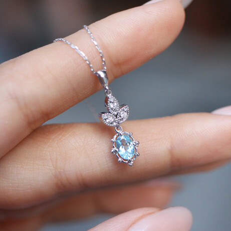 Vintage Aria Pırlanta & Blue Topaz Kolye - 