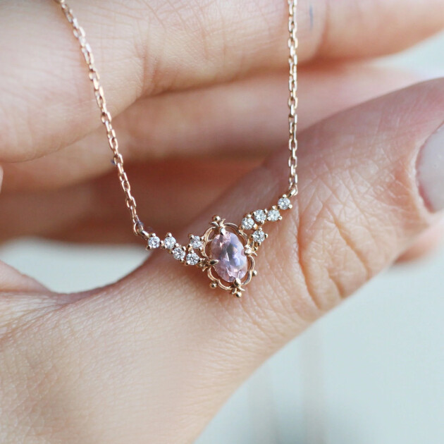 Vintage Aria Pırlanta & Morganite Kolye - 