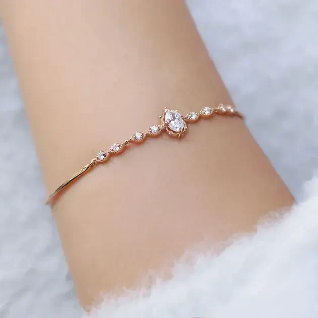 Vintage Aria Tasarım Beyaz Topaz & Pırlanta Bileklik - 