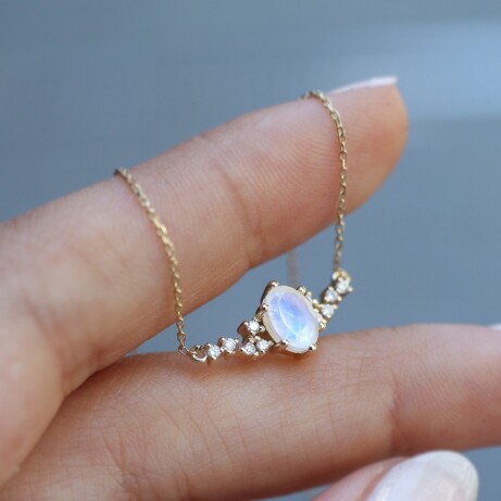 Vintage Asimetri Aytaşı Pırlanta Kolye - 