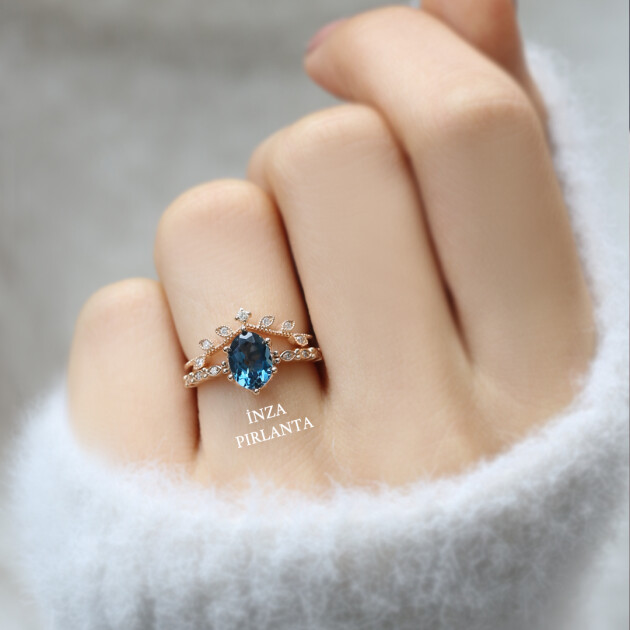 Vintage Dal & London Blue Pırlanta Yüzük - 