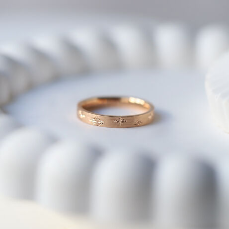 14 Ayar Vintage El İşçiliği Kar Tanesi Alyans - 