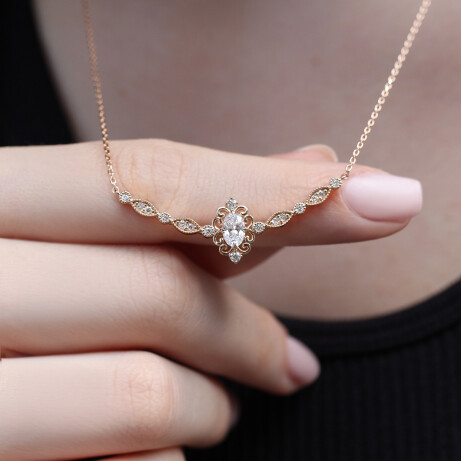 Vintage Mia Pırlanta & Beyaz Topaz Kolye - 