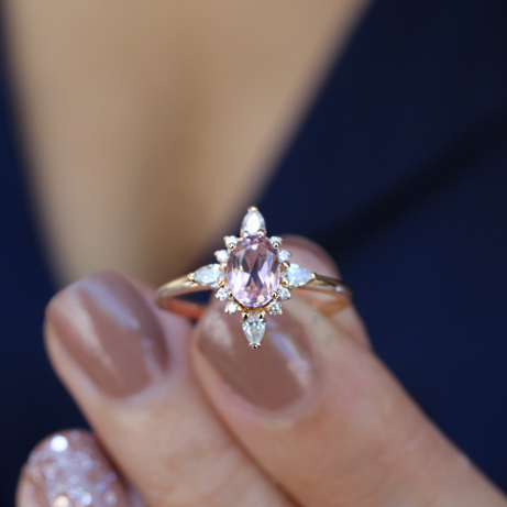 Vintage Selius Morganite & Pırlanta Yüzük - 1