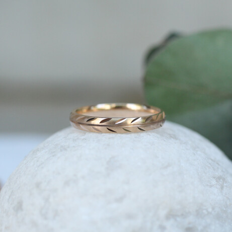 14 Ayar Altın Vintage Tasarım Başak Alyans - 