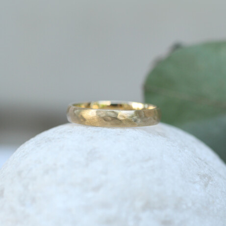 14 Ayar Altın Vintage Tasarım Dövme Alyans - 