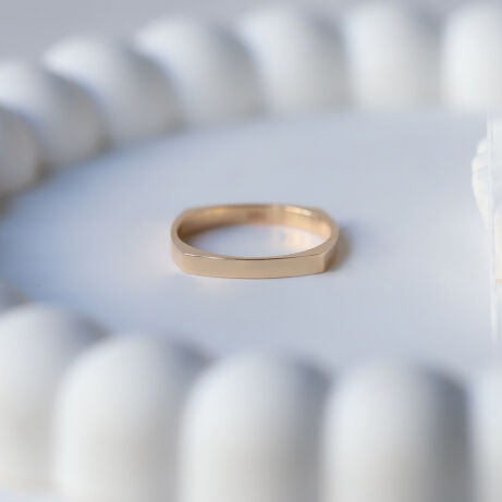 14 Ayar Altın Tasarım Köşeli Alyans - 